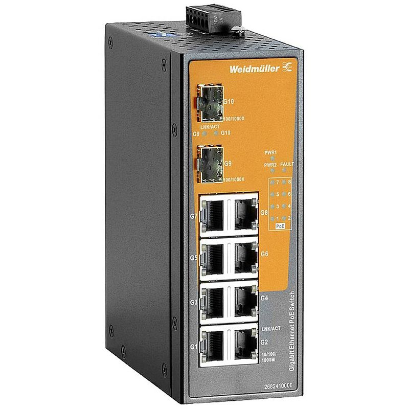 Foto van Weidmüller ie-sw-el10-8gtpoe-2gesfp industrial ethernet switch 10 / 100 / 1000 mbit/s poe-functie