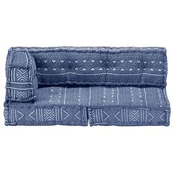 Foto van The living store palletbankkussen - indigo - katoenen bekleding - 120 x 80 x 45 cm - patchwork design