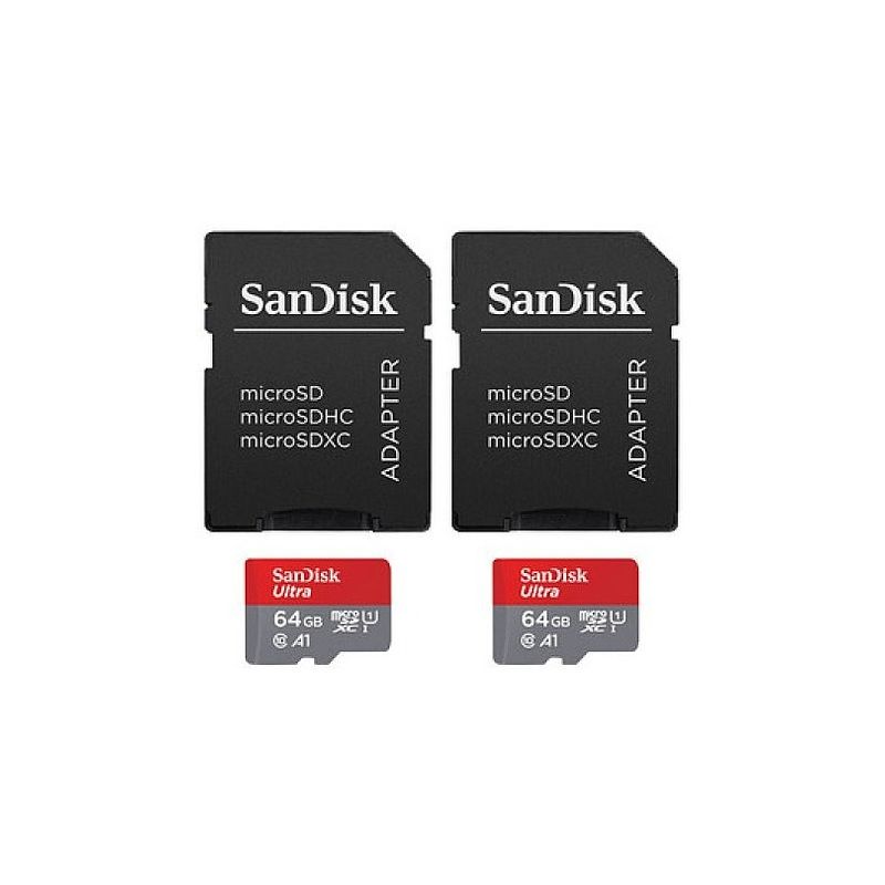 Foto van Sandisk microsdxc ultra 64gb 140mb/s c10 - sda uhs-i 2 pack micro sd-kaart