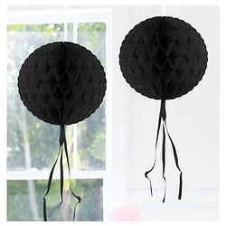 Foto van Honeycomb ballen zwart 30 cm - hangdecoratie