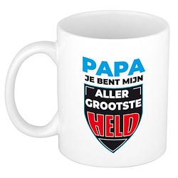 Foto van Papa je bent mijn allergrootste held cadeau mok / beker wit 300 ml - feest mokken