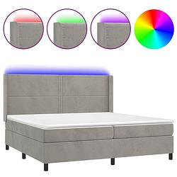 Foto van The living store boxspring - fluweel - pocketvering matras - huidvriendelijk - led-verlichting - grafietgrijs