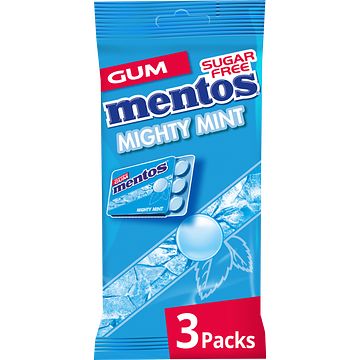 Foto van Mentos mighty mint kauwgom mint suikervrij 3 blisters 12 stuks bij jumbo
