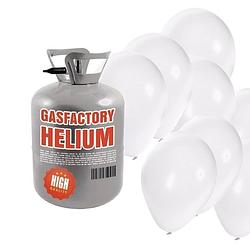 Foto van Helium tank met 50 witte ballonnen - heliumtank
