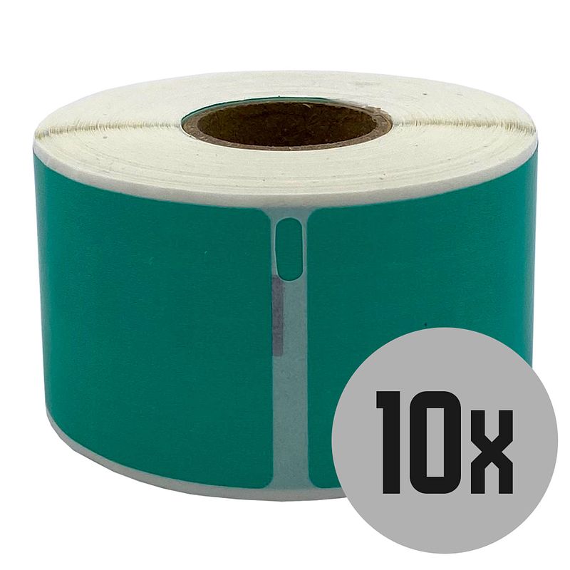 Foto van Dula dymo compatible labels - groen - 99012 - s0722400 - adresetiketten - 10 rollen - 36 x 89 mm - 260 labels per rol