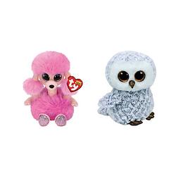 Foto van Ty - knuffel - beanie boo's - camilla poodle & owlette owl