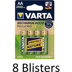 Foto van 32 stuks (8 blisters a 4 st) varta recycled aa oplaadbare batterijen - 2100 mah