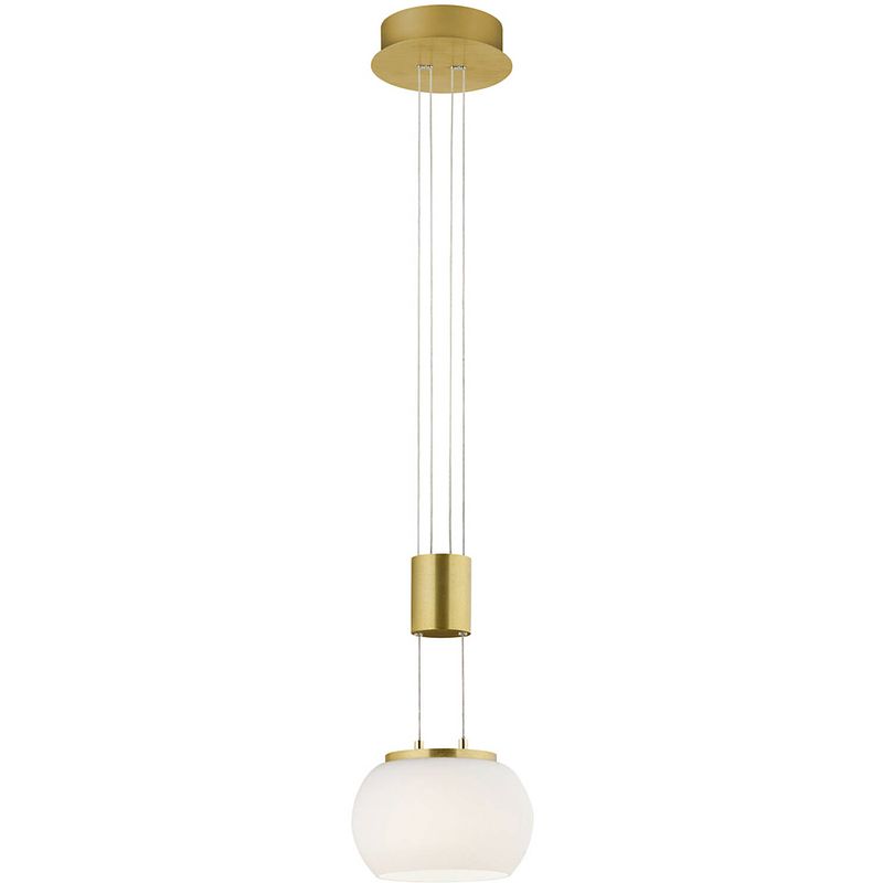 Foto van Led hanglamp - hangverlichting - trion maliba - 8w - 1-lichts - warm wit 3000k - dimbaar - rond - mat goud - aluminium