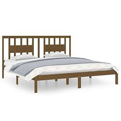 Foto van Vidaxl bedframe massief grenenhout honingbruin 200x200 cm