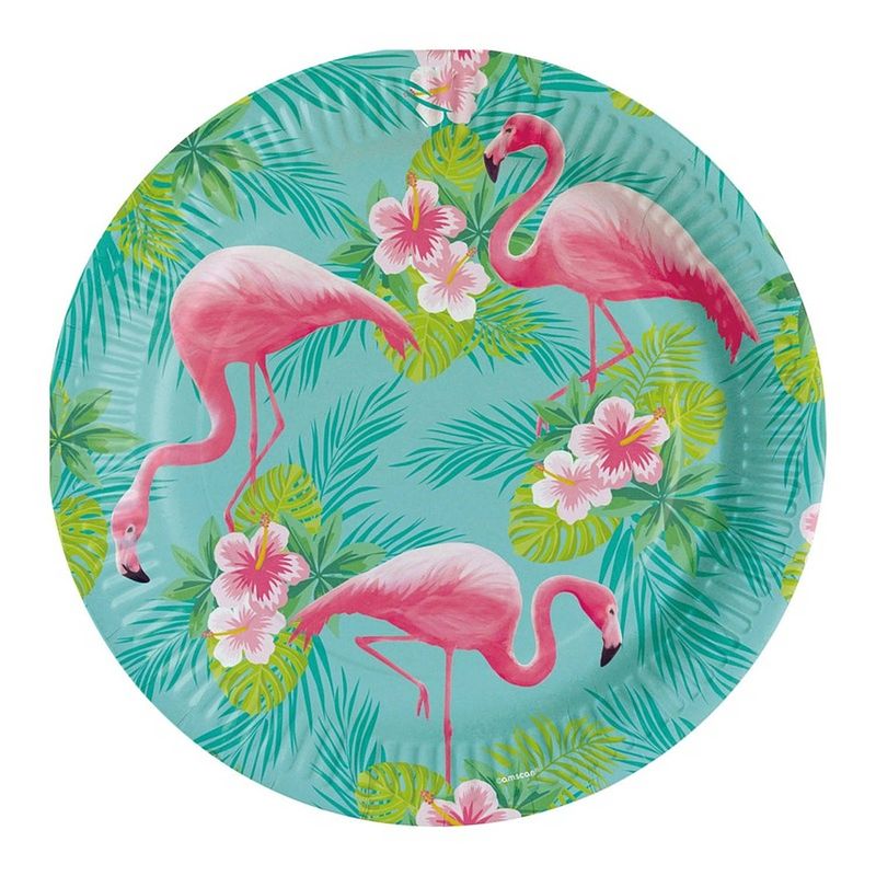 Foto van 24x stuks flamingo party bordjes 23 cm - feestbordjes