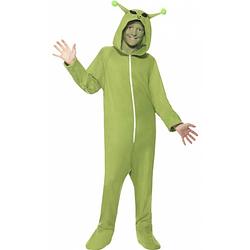 Foto van Groene alien verkleed kostuum onesie voor kids - carnavalskostuums