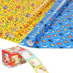 Foto van Sinterklaas inpakpapier/cadeaupapier 8x rollen en 50 naam stickers - cadeaupapier
