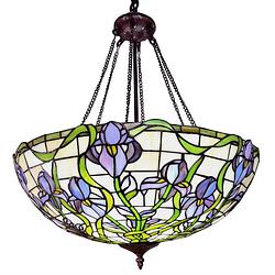 Foto van Haes deco - hanglamp tiffany blauw ø 56x116 cm e27/max 3x60w