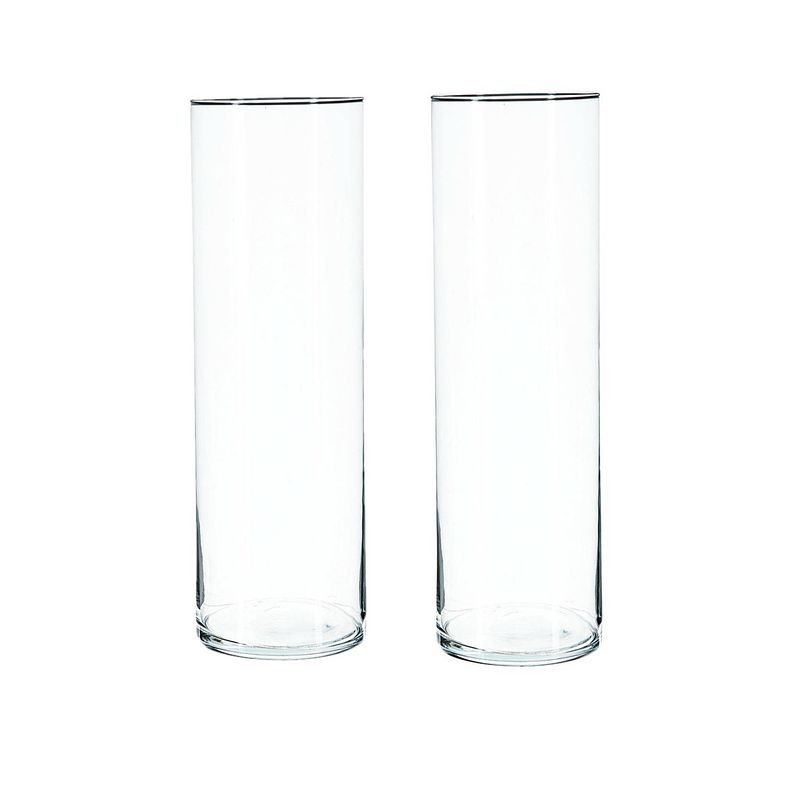 Foto van 2x bloemenvaas cilinder vorm van transparant glas 40 x 15 cm - vazen
