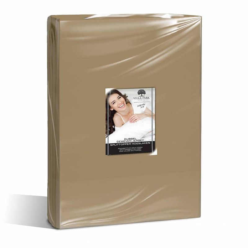 Foto van Nightsrest vp dubbel jersey split topper hoeslaken - taupe maat: 160x200/220 + 12cm