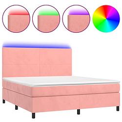 Foto van The living store boxspring bed - fluweel - 203 x 160 x 118/128 cm - roze