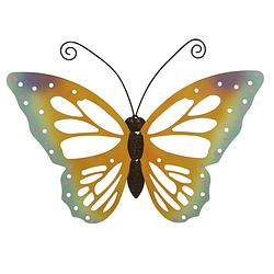 Foto van Grote oranje/gele vlinders/muurvlinders 51 x 38 cm cm tuindecoratie - tuinbeelden