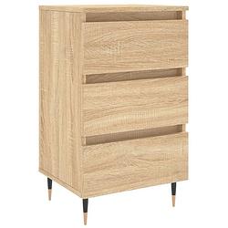 Foto van The living store nachtkastje - sonoma eiken - hout - 40 x 35 x 69 cm (b x d x h) - 3 lades