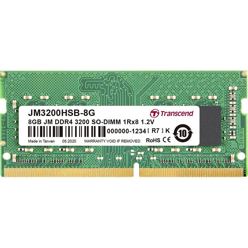 Foto van Transcend jetram werkgeheugenmodule voor laptop ddr4 8 gb 1 x 8 gb 3200 mhz 260-pins so-dimm jm3200hsb-8g