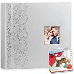 Foto van Luxe fotoboek/fotoalbum anais bruiloft/huwelijk met 50 paginas wit 32 x 32 x 5 cm inclusief plakkers - fotoalbums