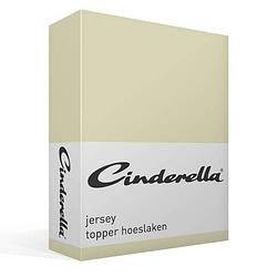 Foto van Cinderella jersey topper hoeslaken - 100% gebreide jersey katoen - lits-jumeaux (180x200/210 cm) - ivory