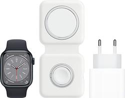 Foto van Apple watch series 8 4g 41mm midnight aluminium midnight sportband + magsafe oplaadpakket