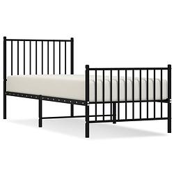 Foto van Vidaxl bedframe met hoofd- en voeteneinde metaal zwart 75x190 cm