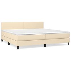 Foto van The living store boxspringbed - - bed - 203 x 200 x 78/88 cm - crème - stof en multiplex - pocketvering matras -