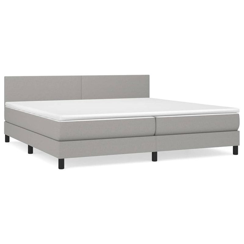 Foto van The living store boxspringbed grijs 203x200x78/88cm - pocketvering matras - verstelbaar hoofdbord - huidvriendelijk