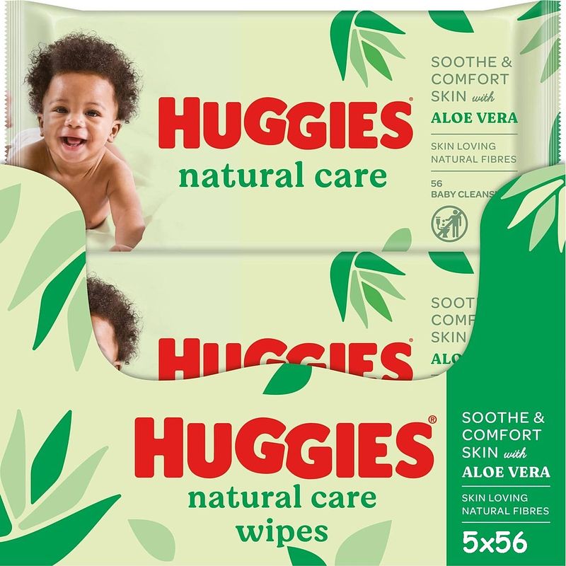 Foto van Huggies - natural care - billendoekjes - 280 babydoekjes - 5 x 56