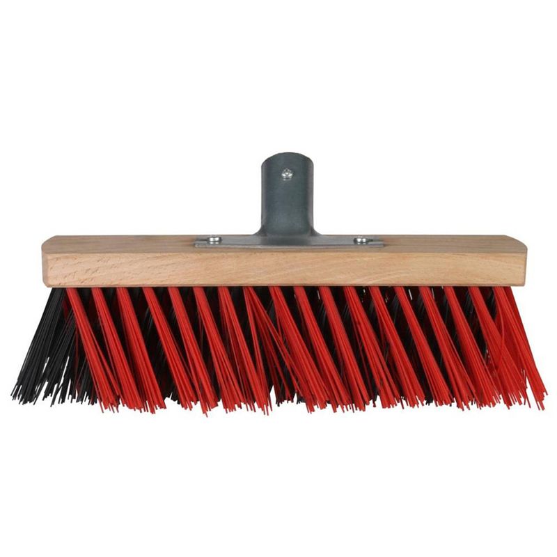 Foto van Bezemkop buiten rood/zwart hout/nylon 30 cm - bezem