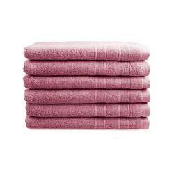Foto van Seashell luxor gastendoekjes - roze - 6 stuks - 30x50cm - hotel kwaliteit