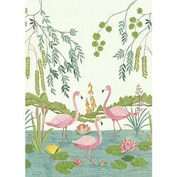 Foto van Komar flamingo vibes vlies fotobehang 200x280cm 4-banen