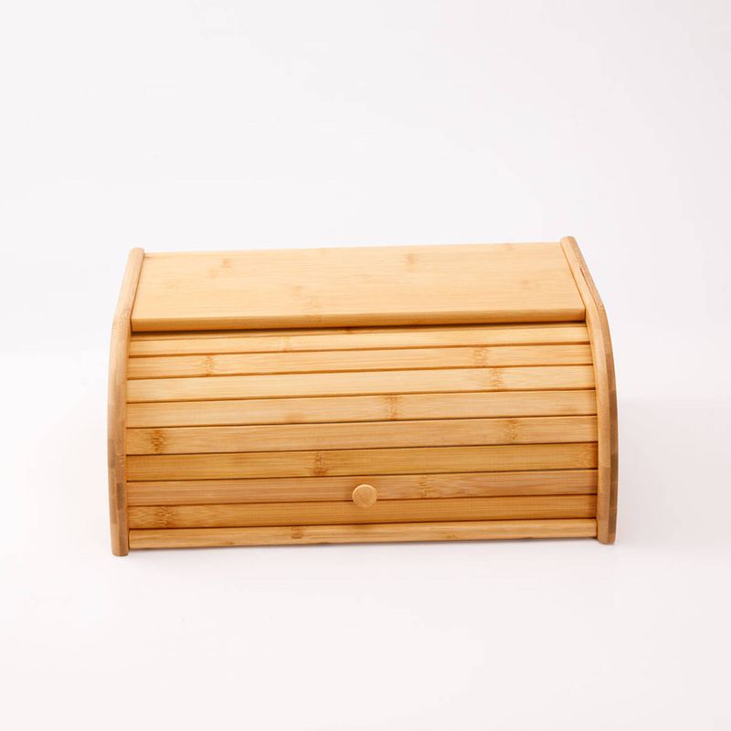 Foto van Decopatent® broodtrommel met rolluik - bamboe houten brooddoos met