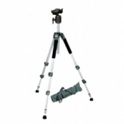 Foto van Walimex wal-6702 + kopf ft-00 tripod 1/4 inch, 3/8 inch werkhoogte: 60 - 156 cm zilver incl. tas, kogelkop