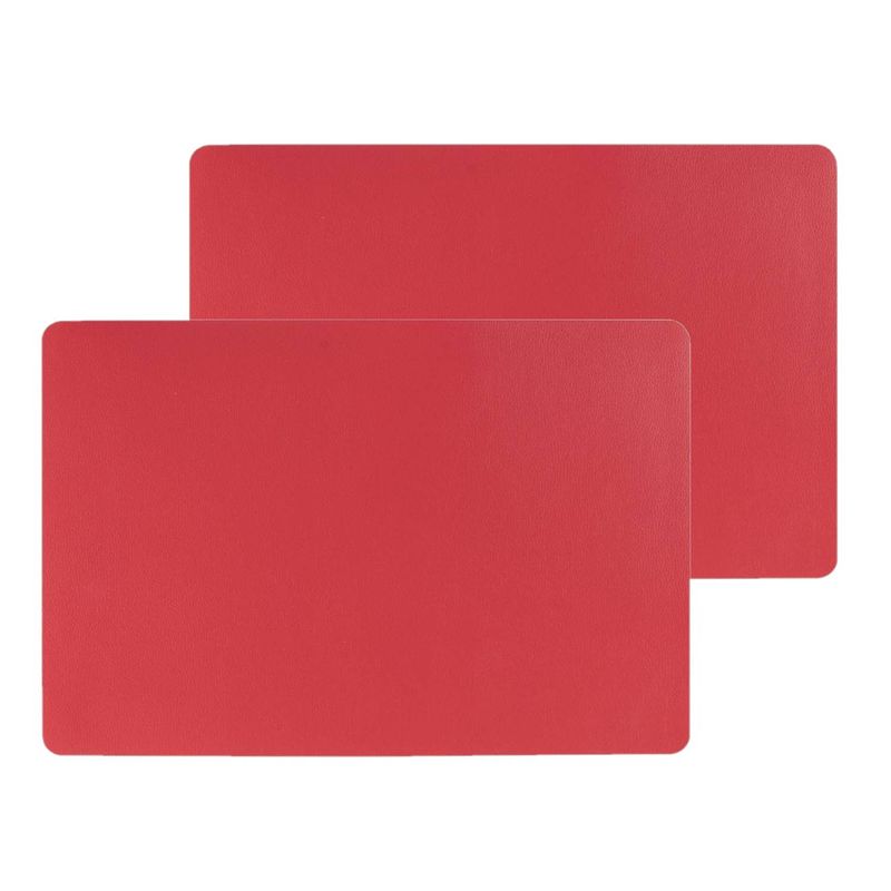 Foto van Set van 4x stuks placemats pu-leer/ leer look rood 45 x 30 cm - placemats