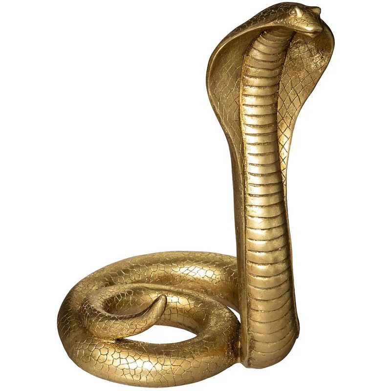 Foto van Home decoratie dieren/slangen beeldje cobra - goud kleurig - 36 x 25 cm - beeldjes