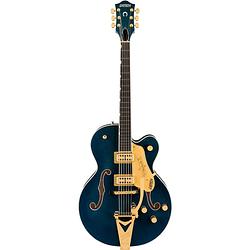 Foto van Gretsch professional collection nashville hollow body eb midnight sapphire met g6241 deluxe hardshell case