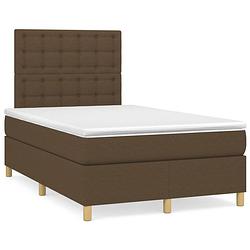 Foto van The living store boxspringbed dark brown 203x120x118/128 cm - pocketvering matras - medium firm - huidvriendelijk