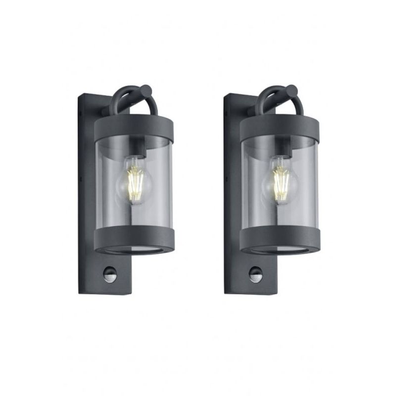 Foto van Sambesi wandlamp met bewegingssensor antraciet - 2 stuks