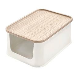 Foto van Idesign - opbergbox met opening en deksel, 21.3 x 30.2 x 12.7 cm, kunststof, kokoswit - idesign eco storage