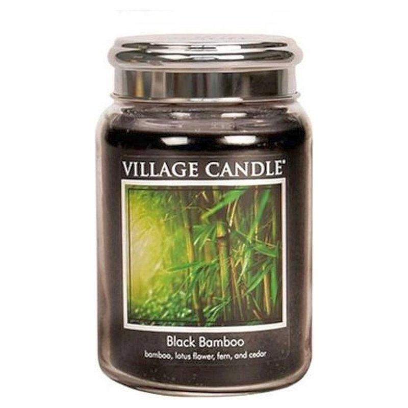 Foto van Village candle kaars black bamboo 10 x 15 cm wax zwart