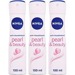 Foto van Nivea antitranspirant pearl & beauty 3 x 150ml bij jumbo