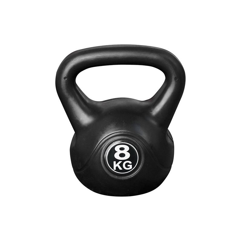 Foto van Kettlebell voor binnen en buiten - kunststof - zwart - 8 kg