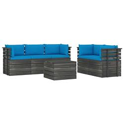 Foto van Vidaxl 6-delige loungeset met kussens pallet massief grenenhout