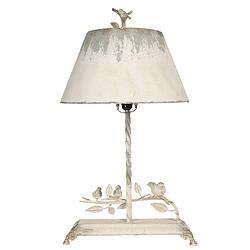 Foto van Haes deco - tafellamp - shabby chic - vintage / retro lamp met vogels. 44x43x75 cm - bureaulamp, sfeerlamp, nachtlampje