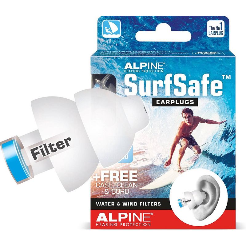 Foto van Alpine surfsafe - surf oordoppen - watersport - gehoorbescherming - transparant - 1 paar