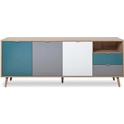 Foto van Cuba laag dressoir eiken en sonoma wit - scandinavische stijl - b 180 cm