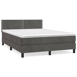 Foto van The living store bed donkergrijs fluweel pocketvering 140x190cm