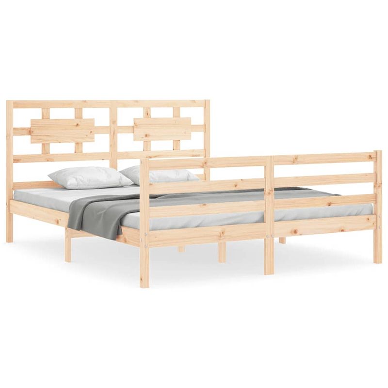 Foto van The living store bedframe grenenhouten - bedframe - 205.5 x 155.5 x 100 cm - multiplex lattenbodem - functioneel